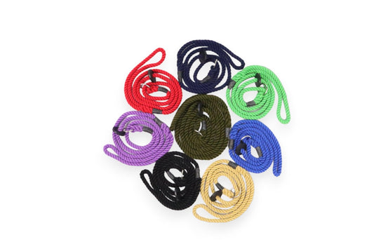 Cotton slip leads all spiralled around a central olive green lead. With a Red, Navy, Green, Blue, Hemp, Black, and Purple lead on the outside.