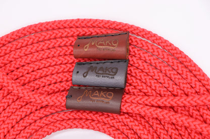 Hand-sewn Red Custom Slip Lead in Thin 8mm Nylon Rope - Longline Slip Lead