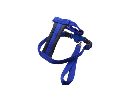 Blue size C dog harness with Softex cushioned webbing in a bright ultra blue with a handle that comes with the purchase