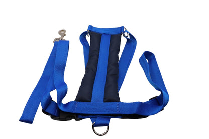 A large dog harness in blue