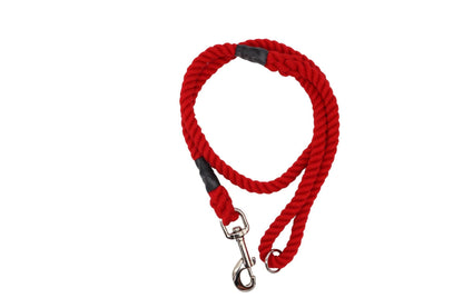 A thicker bright red cotton dog lead. 