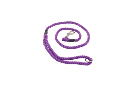 A lovely soft cotton dog lead in purple, spiralled with the trigger hook in the centre.