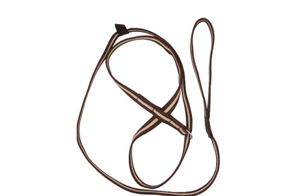 Figure of 8 dog lead made of a brown beige brown stripe coloured Softex webbing.