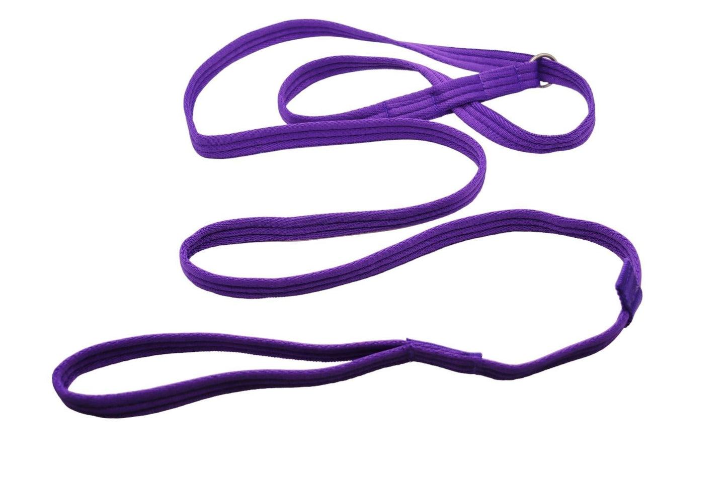 Light purple figure of 8 dog lead with the handle looping upwards in an s shape to the 8 at the top of the picture. Made of triple ribbed Softex.