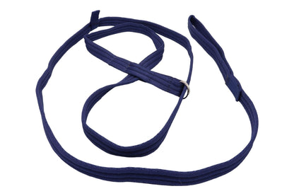 A dark navy coloured figure of 8 dog lead made in the UK from triple ribbed Softex webbing. 