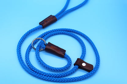 Hand-sewn Blue Custom Slip Lead in Thin 8mm Nylon Rope - Longline Slip Lead