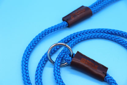 Hand-sewn Blue Custom Slip Lead in Thin 8mm Nylon Rope - Longline Slip Lead