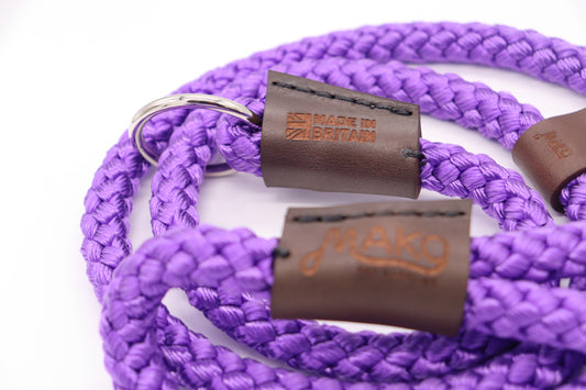 Thick Purple Hand Sewn Custom Slip Lead - Longline Slip Lead 12mm Rope