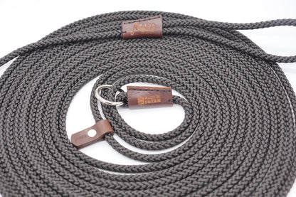 Hand-sewn Black Custom Slip Lead in Thin 8mm Nylon Rope - Longline Slip Lead