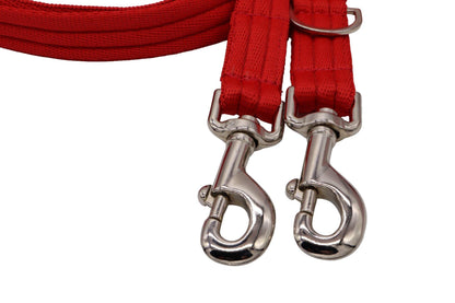 Two shiny trigger hooks of the multi-purpose training lead.