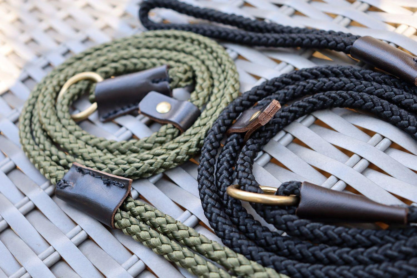 Brass and Leather Dog Lead