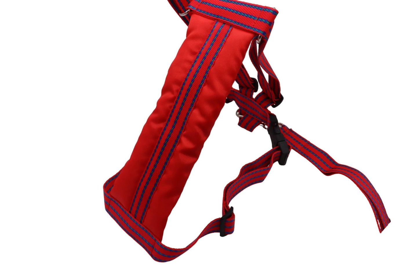 Red patterned car safety harness and handle